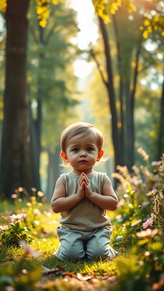 child praying in nature