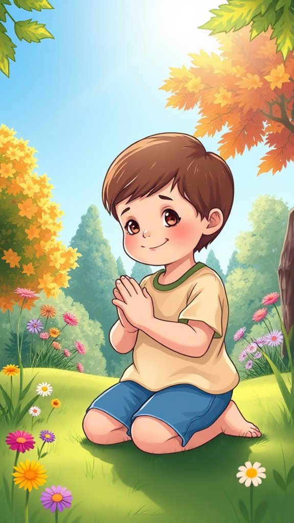 child praying in nature