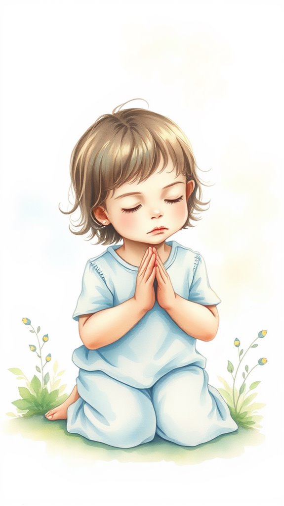 child praying in watercolor