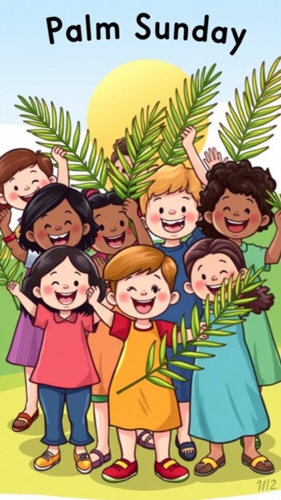 children celebrating palm sunday