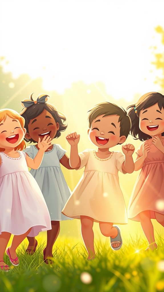 children playing with light