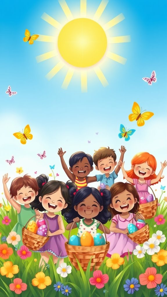 children with easter baskets