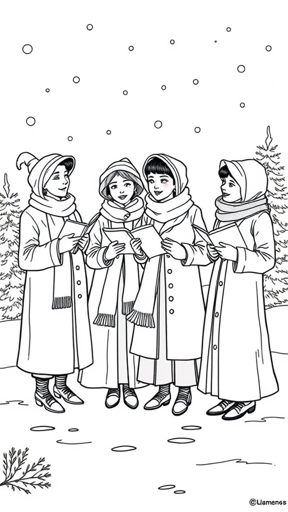 christmas carolers coloring page