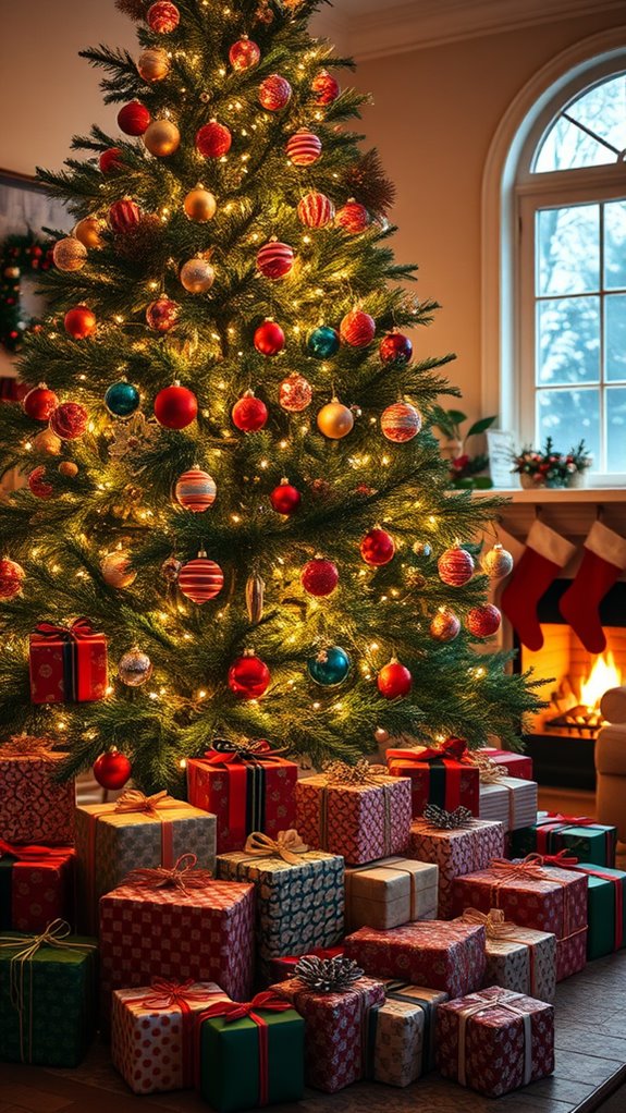christmas gifts beneath tree