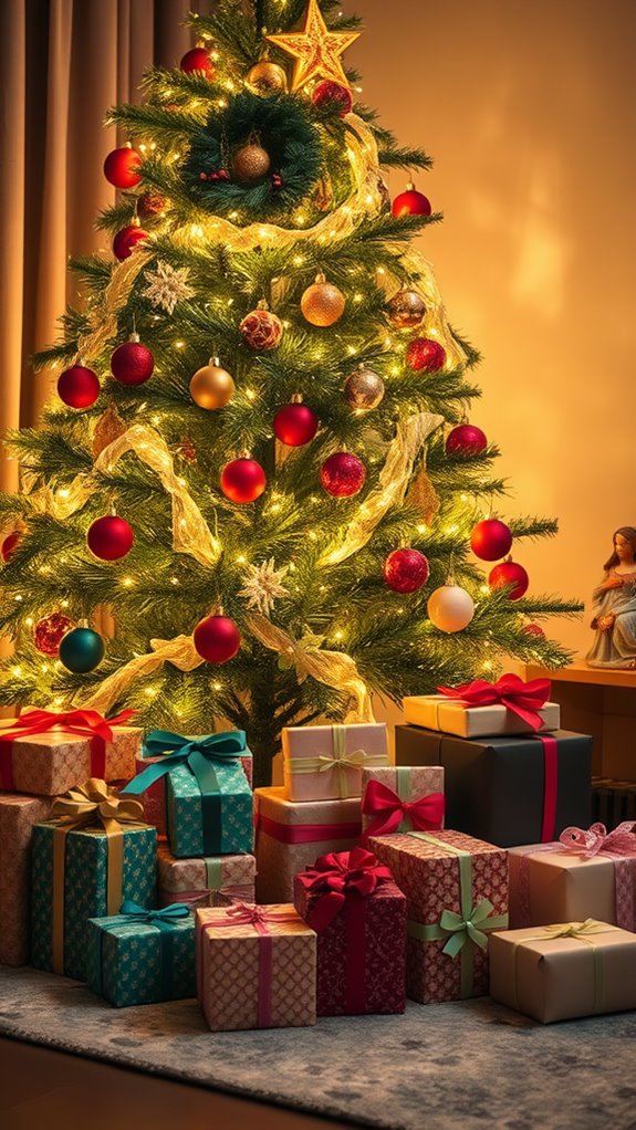 christmas presents beneath tree