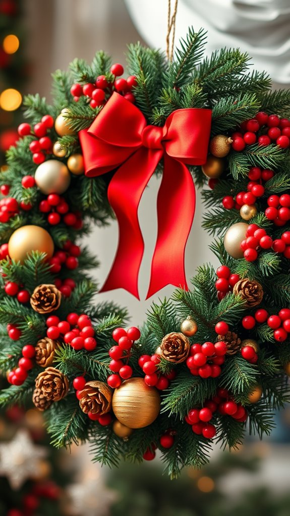 christmas wreath stock photo
