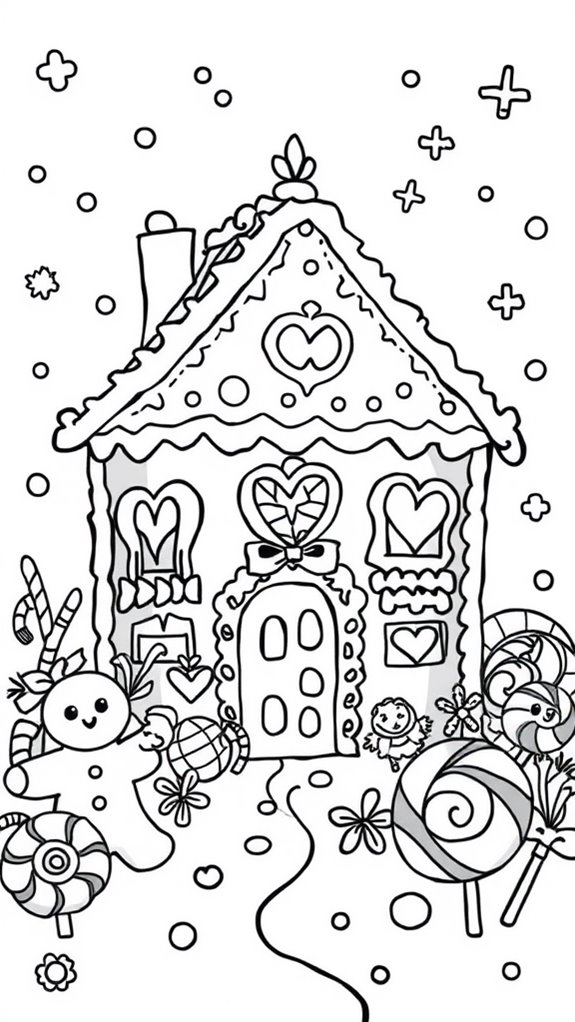 colorful gingerbread house art