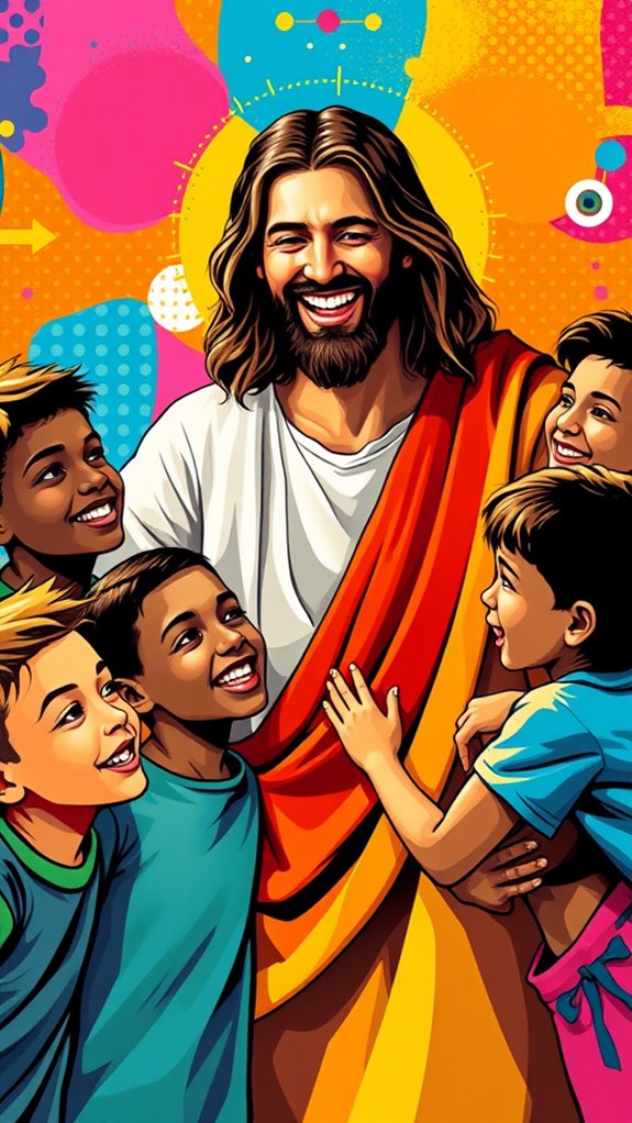 colorful jesus and children