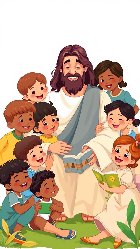 colorful jesus with children