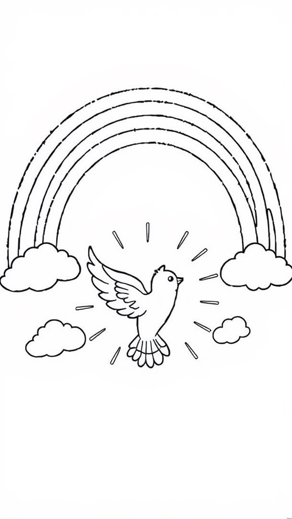 colorful rainbow dove art