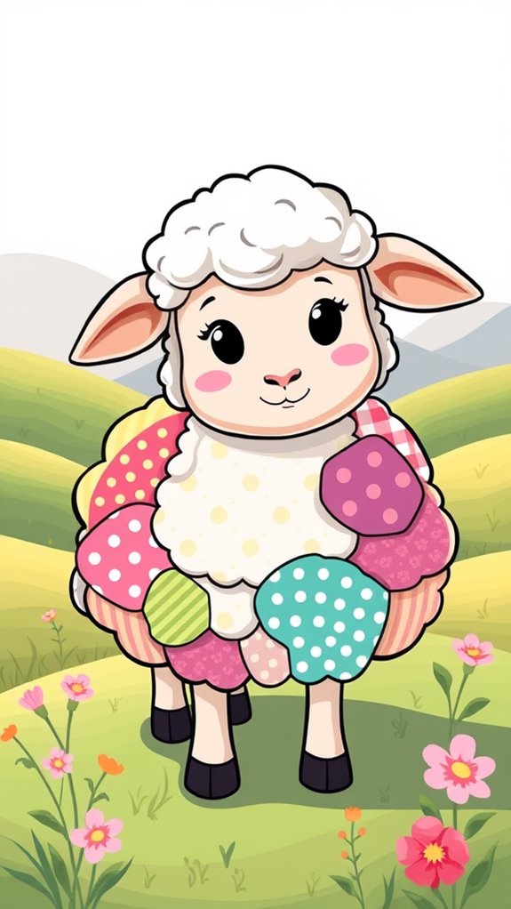 colorful sheep patchwork design
