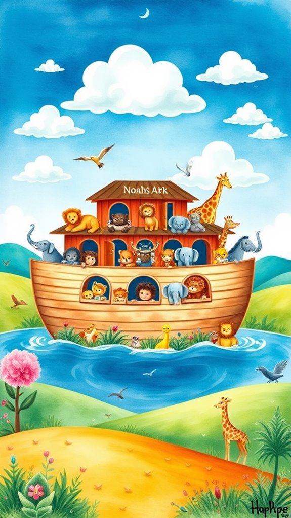 colorful watercolor noah s ark