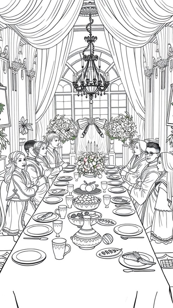 coloring page banquet hall