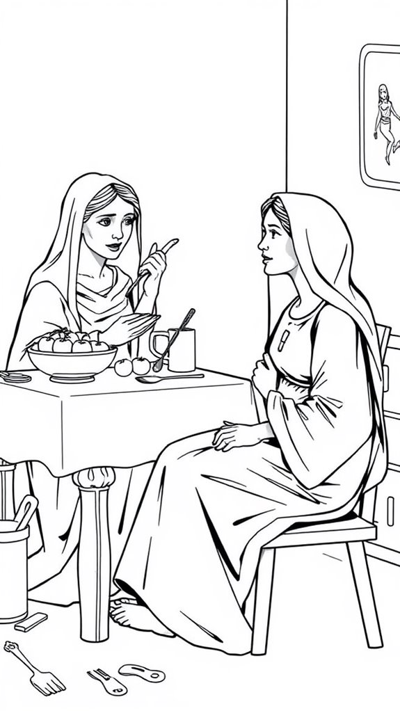 coloring page mary martha