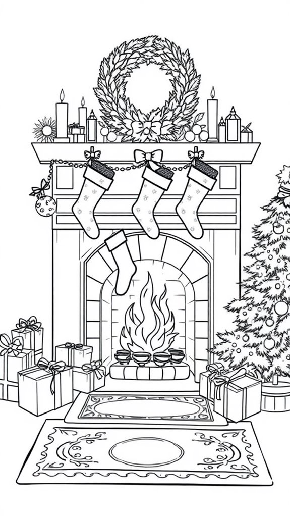 cozy christmas coloring page