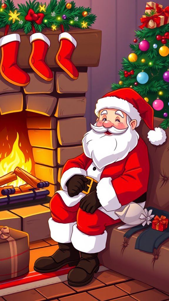 cozy fireplace santa scene