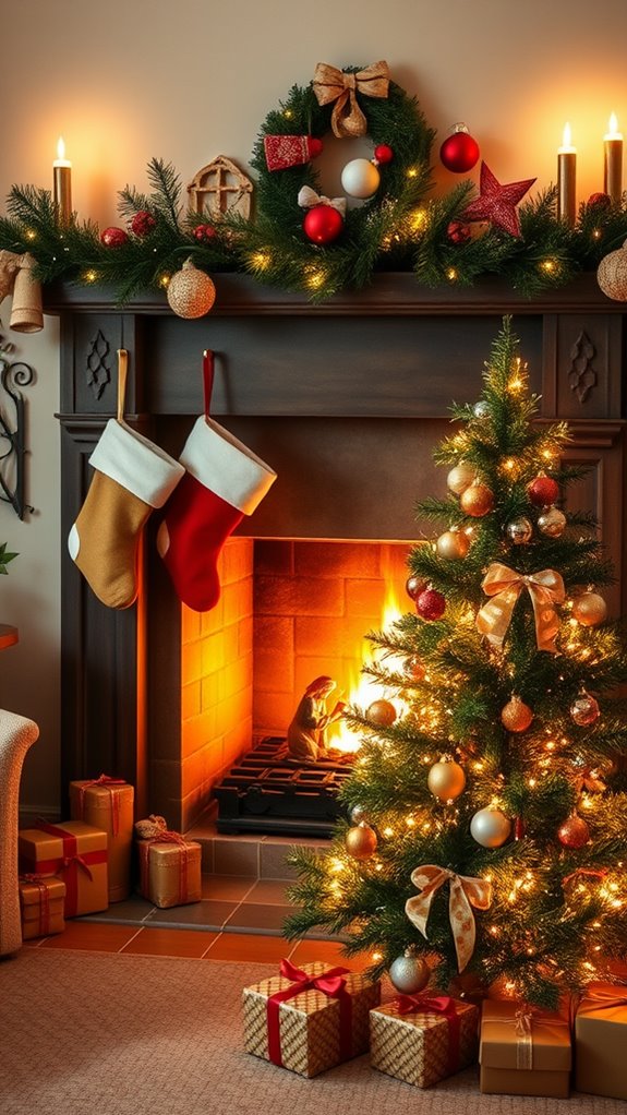 cozy holiday fireplace ambiance