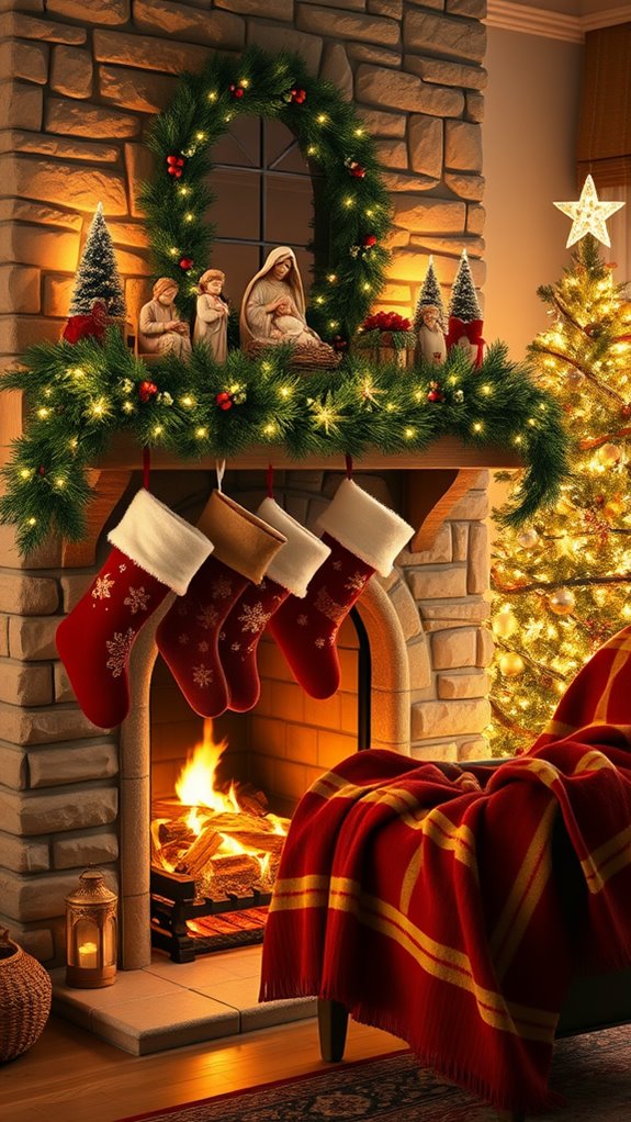 cozy holiday fireplace scene