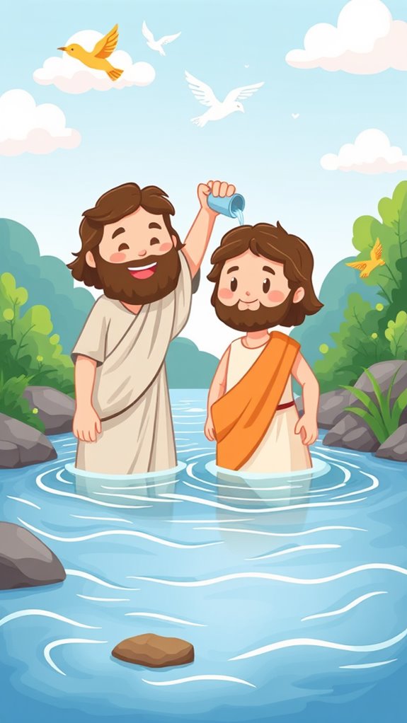 cute cartoon jesus baptism