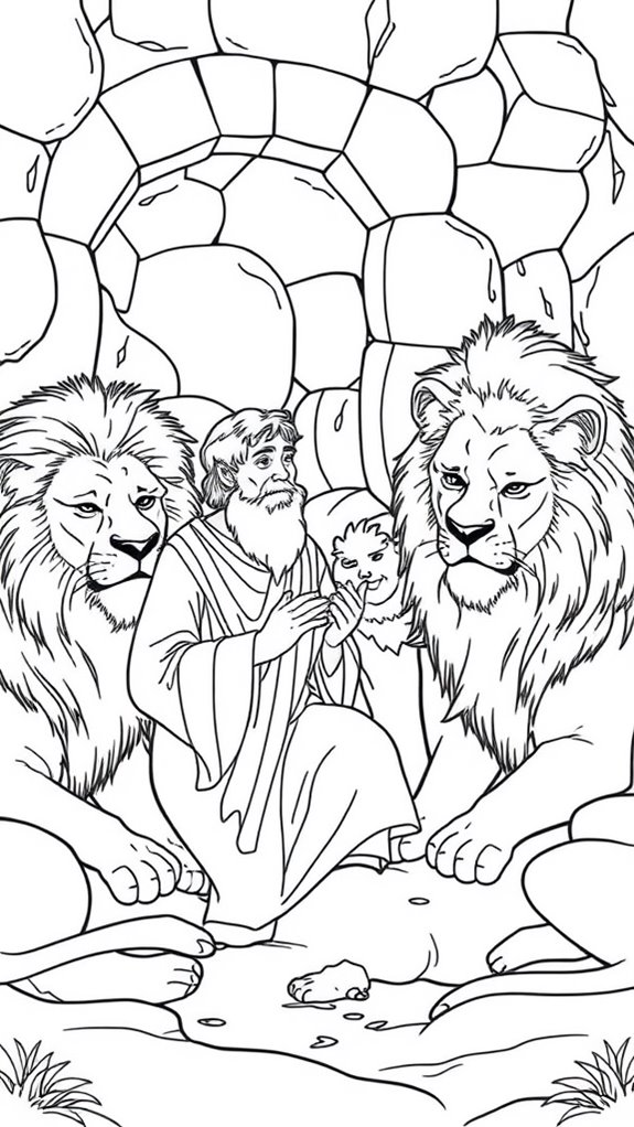 daniel and lions coloring page