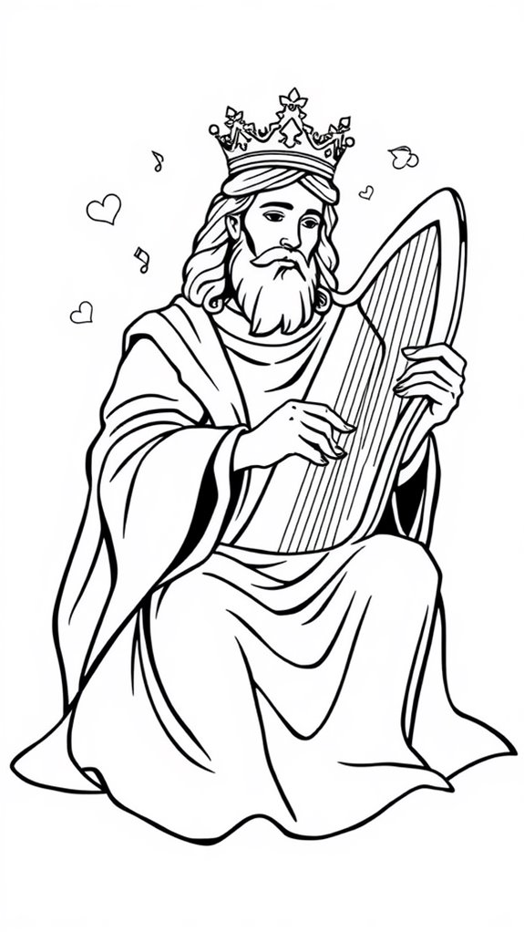 david playing harp coloring