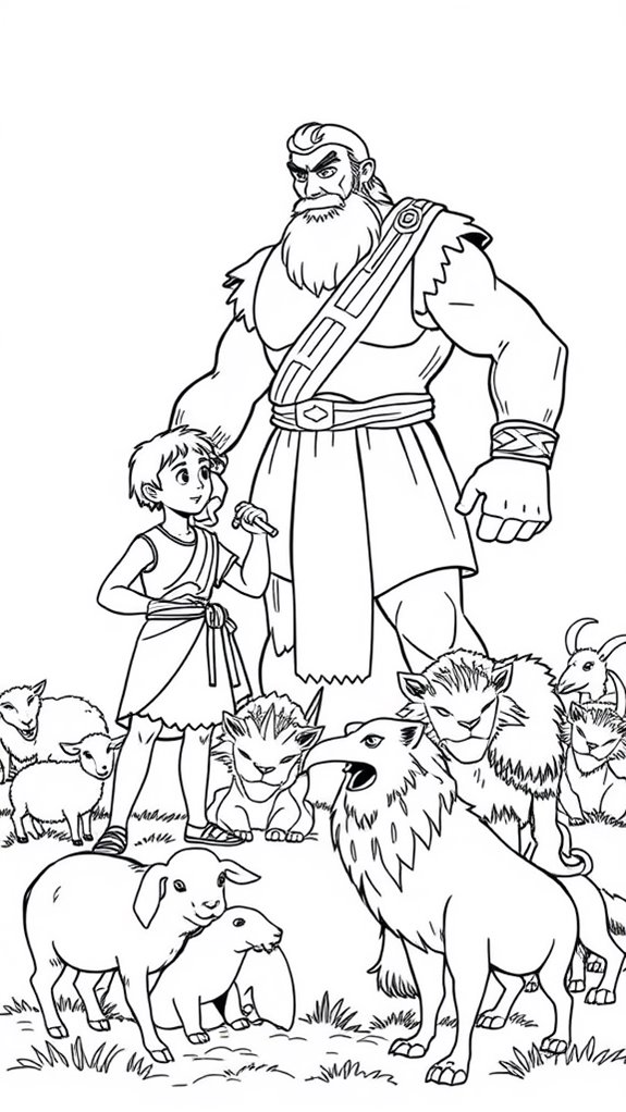 david vs goliath coloring page