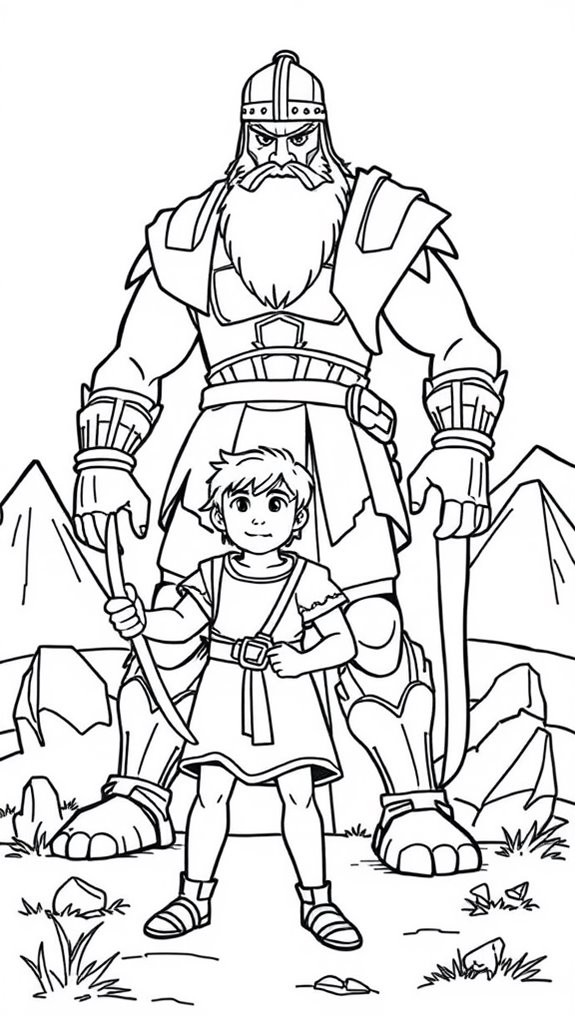david vs goliath coloring page