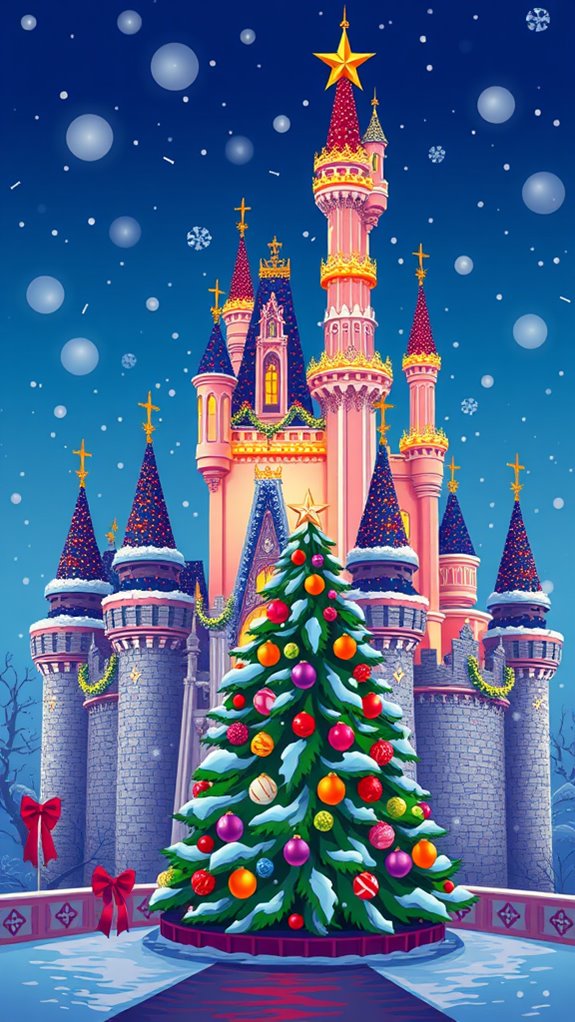 disney christmas castle clipart