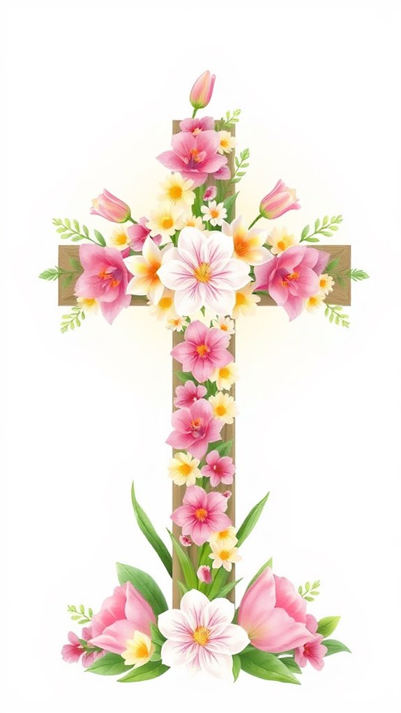 easter floral cross clipart