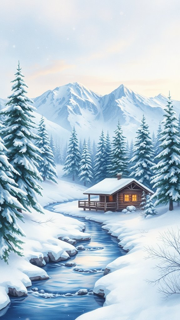 elegant winter watercolor scenes
