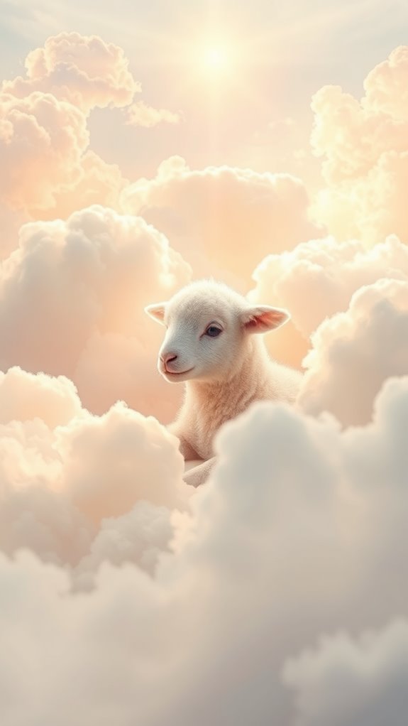 ethereal lamb amidst clouds