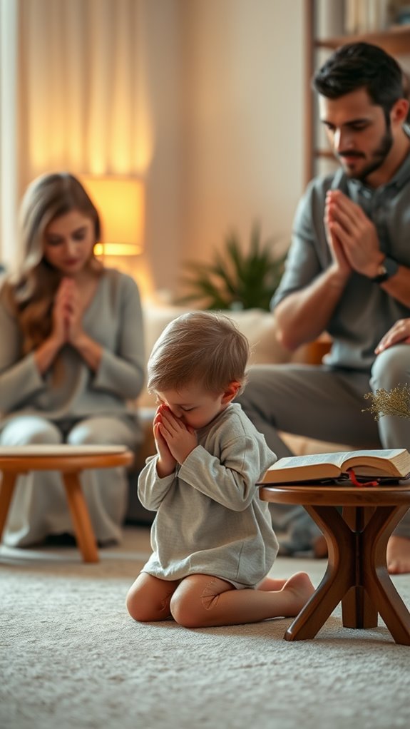 family praying together peacefully