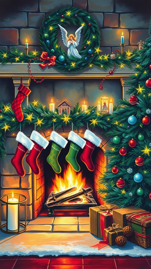 festive acrylic fireplace artwork