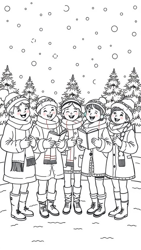 festive carolers coloring activity