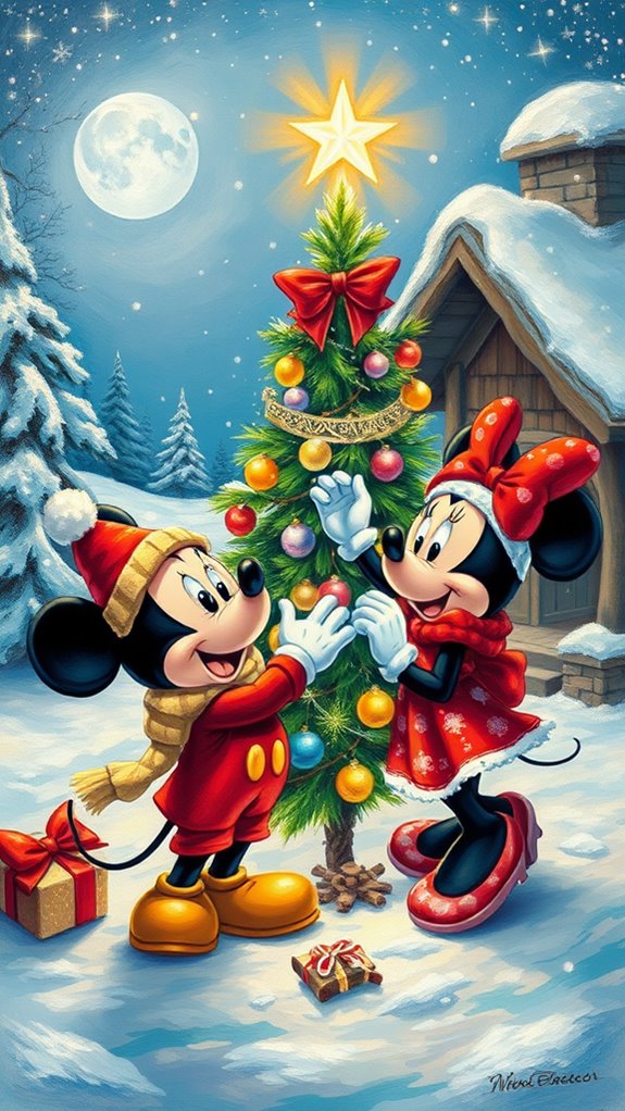 festive disney themed acrylic art