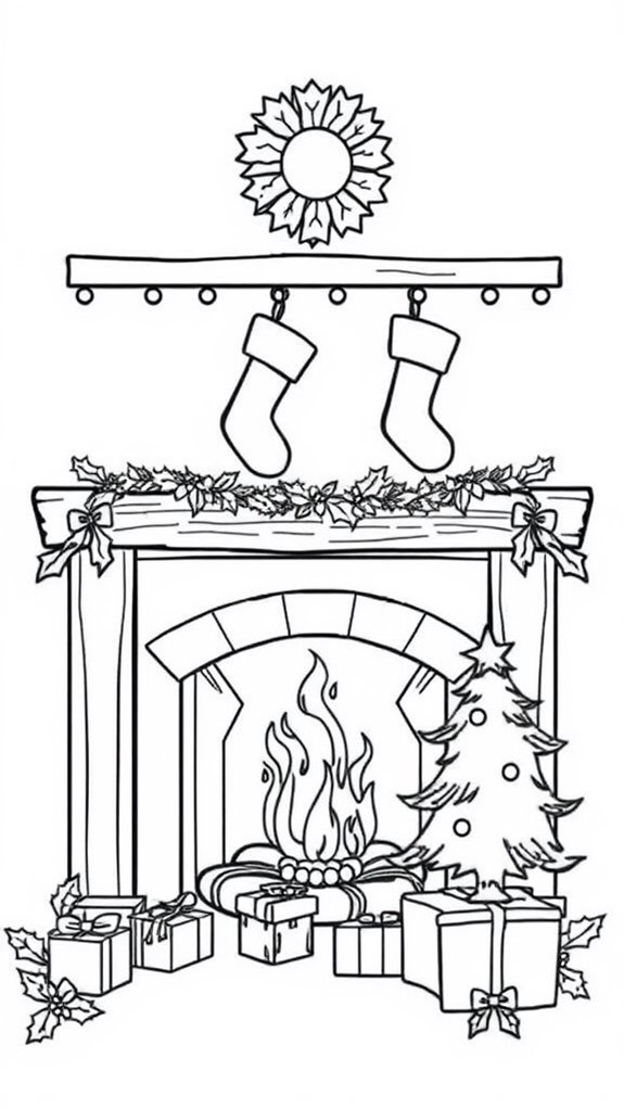 festive holiday fireplace art