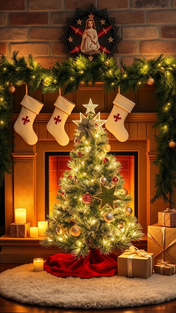 festive holiday fireplace decorations