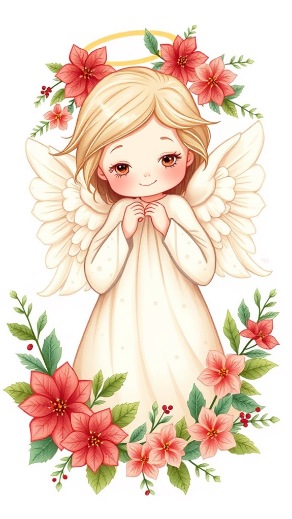 floral christmas angel artwork