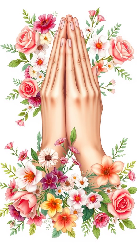 floral clipart of praying hands