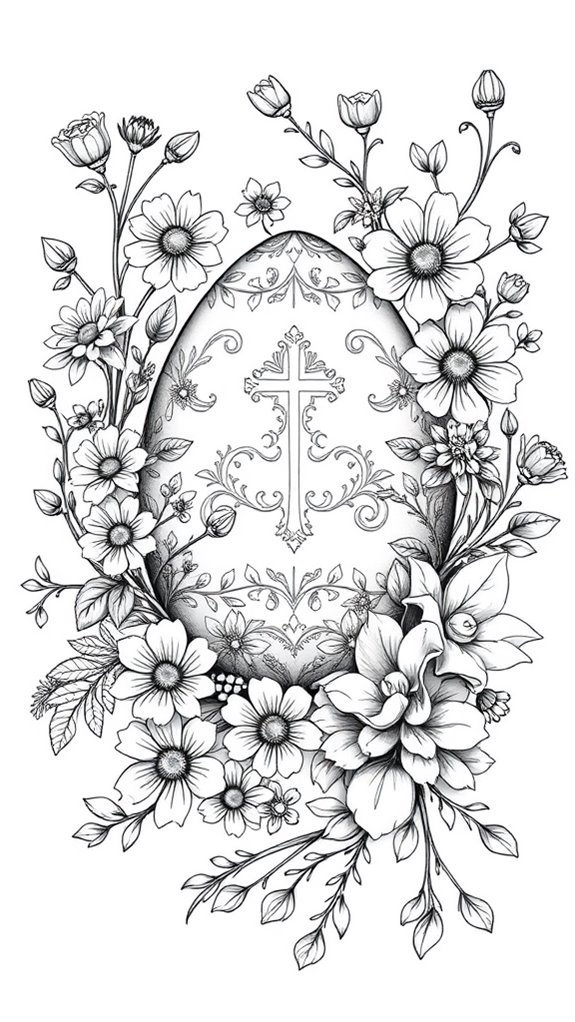 floral easter egg coloring