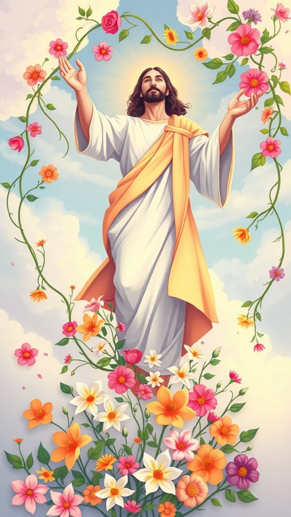 floral jesus ascension artwork