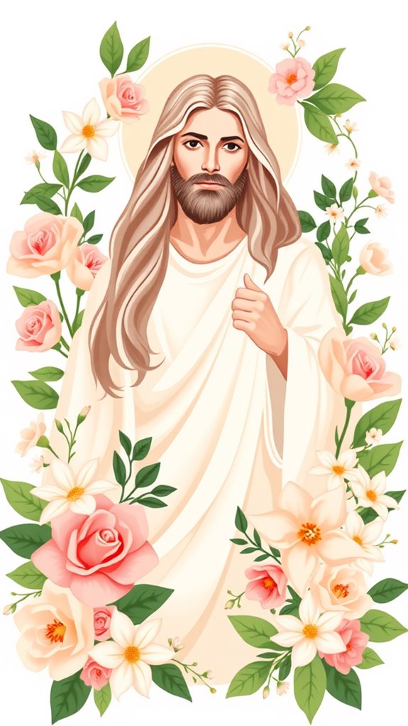 floral jesus sunday school art