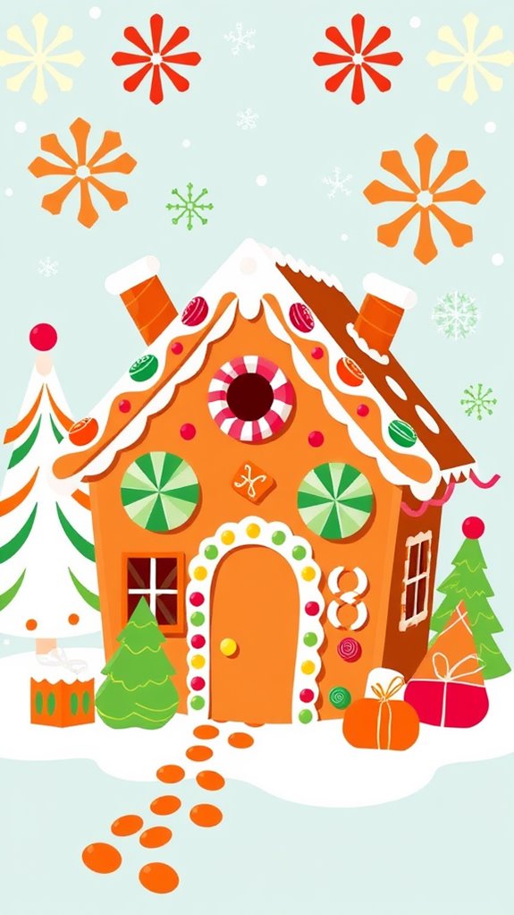 geometric gingerbread house design