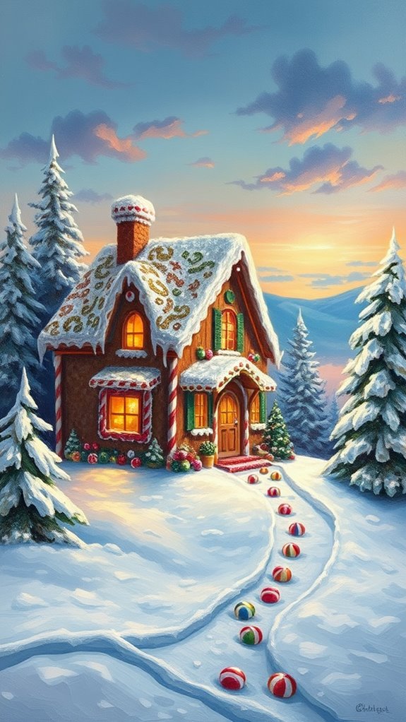 gingerbread house oil painting