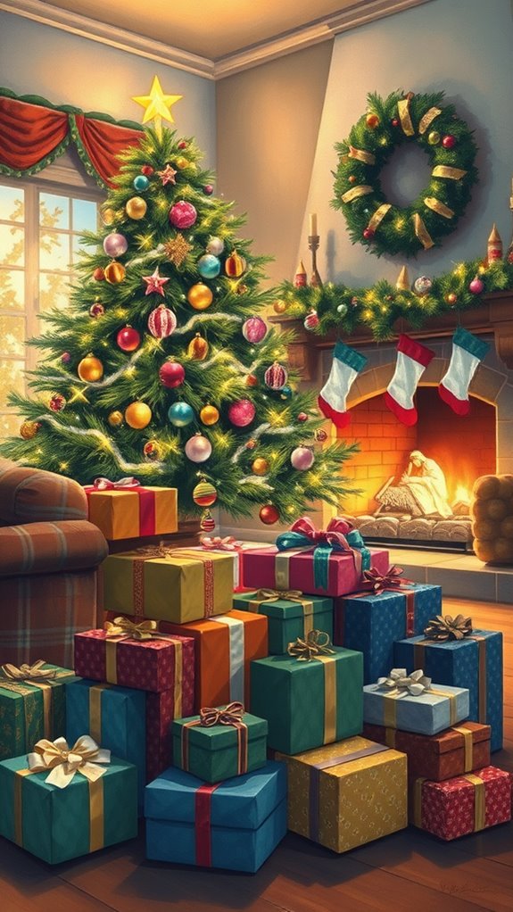 gouache christmas gift painting