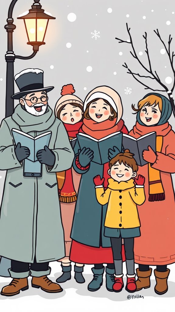 hand drawn christmas carolers clipart