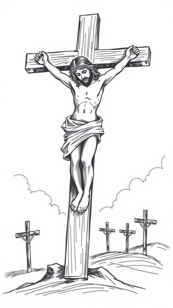 hand drawn jesus crucifixion sketch