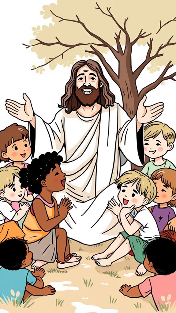 hand drawn jesus with children