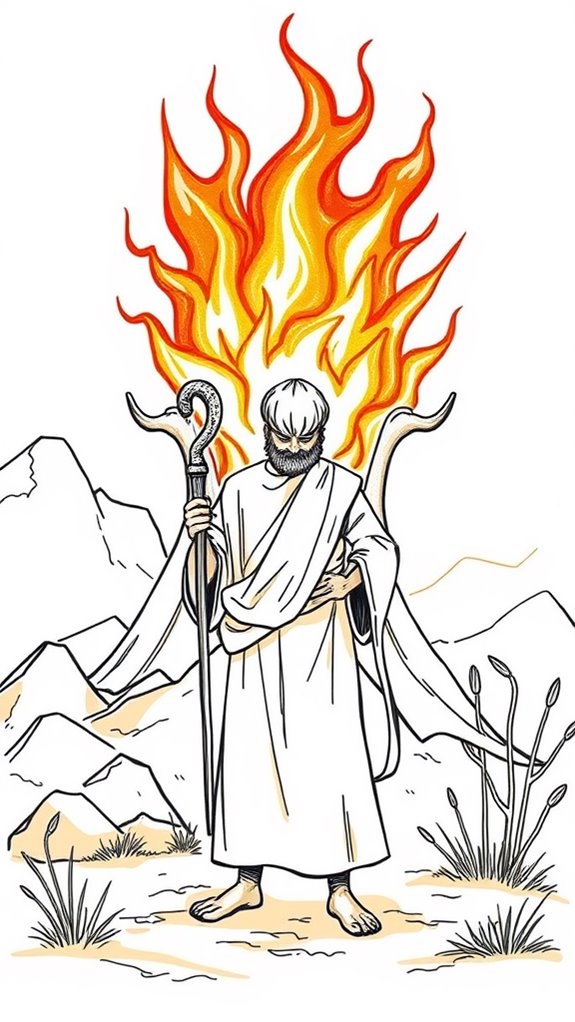 hand drawn moses burning bush