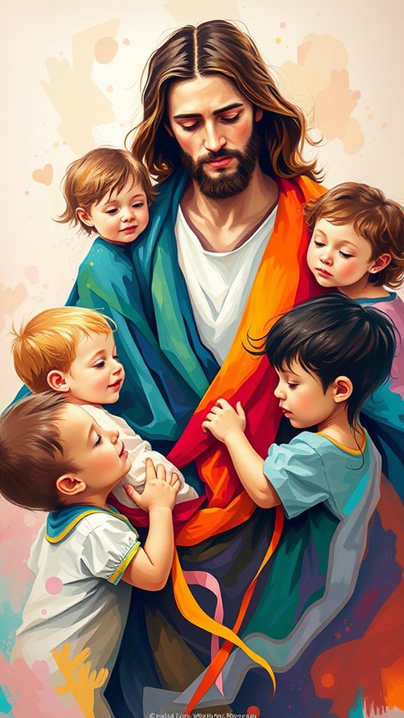 jesus and children abstract art